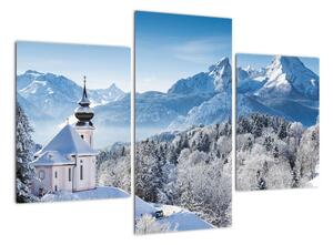 Kostel v horách - obraz zimní krajiny (90x60cm)