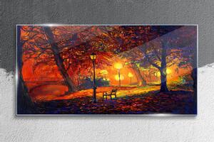 Obraz na skle Obraz na skle Park Stromy podzimní listí