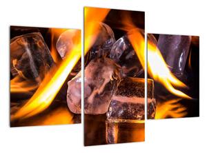 Obraz ledových kostek v ohni (90x60cm)