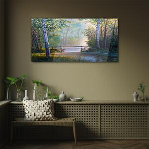 Obraz na skle Obraz na skle Lesní říční most příroda