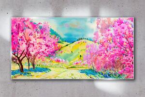 Obraz na skle Obraz na skle Abstrakce stromu kopce