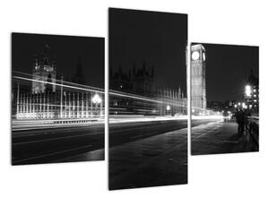 Černobílý obraz Londýna - Big ben (90x60cm)