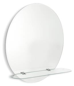 AMIRRO Zrcadlo do koupelny kulaté s poličkou GEORGINA - kruh Ø 60 cm s fazetou 10 mm a skleněnou poličkou 125-615