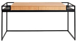 Nordic Design Černý kovový pracovní stůl Hugo 180 x 78 cm s dubovým dekorem