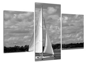 Obraz černobílé plachetnice (90x60cm)