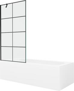 MEXEN - Vega vana 150 x 70 cm s bočním panelem, vanová zástěna 90 cm, černá - 550115070X9509007077