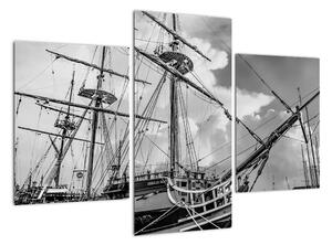Černobílý obraz plachetnice (90x60cm)