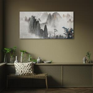 Obraz na skle Obraz na skle Moderní horský mlhový strom