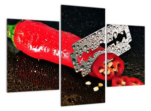 Obraz papriky s žiletkou (90x60cm)