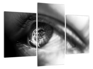 Černobílý obraz - detail oka (90x60cm)