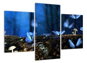 Obraz - modří motýli (90x60cm)