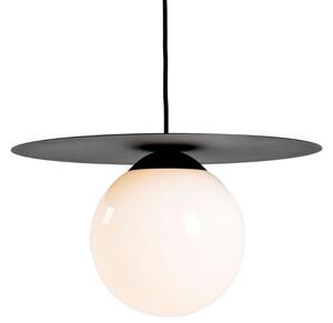 Nordic Design Černobílé skleněné závěsné světlo Lyon M