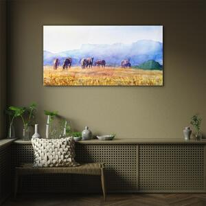 Obraz na skle Obraz na skle Zvířata koně louka příroda