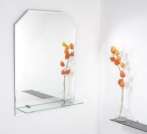 Zrcadlo do předsíně koupelny na chodbu s poličkou GRANADA 50 x 70 cm - šestihran s fazetou 10 mm a poličkou 712-581