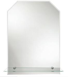 AMIRRO Zrcadlo do předsíně koupelny na chodbu s poličkou GRANADA 50 x 70 cm - šestihran s fazetou 10 mm a poličkou 712-581