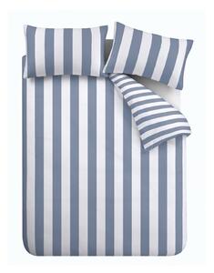 Prodloužené bílo-modré povlečení na dvoulůžko 230x220 cm Cove Stripe – Catherine Lansfield