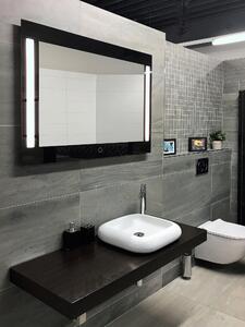 AMIRRO Zrcadlo na zeď chodbu do pokoje ložnice koupelny předsíně PHAROS BLACK LED 110 x 80 cm s osvětlením na lacobel podkladu spouštění dotykovým senzorem 900-773