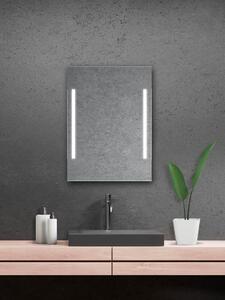 AMIRRO Zrcadlo na zeď chodbu do pokoje ložnice koupelny předsíně LUMINA WHITE - 80 x 60 cm se dvěma podsvícenými pruhy (zářivkové osvětlení) 901-329
