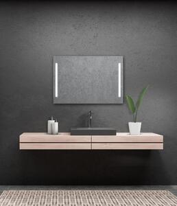 AMIRRO Zrcadlo na zeď chodbu do pokoje ložnice koupelny předsíně LUMINA WHITE - 100 x 70 cm se dvěma podsvícenými pruhy (zářivkové osvětlení) 901-336