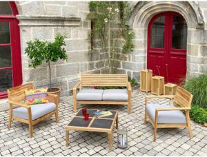 Šedý zahradní lounge set z teakového dřeva pro 4 Aquariva - Ezeis