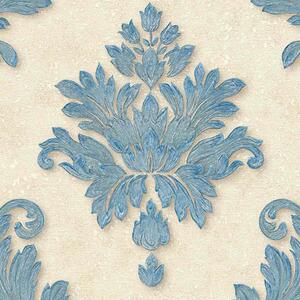 A.S. Création | Vliesová tapeta na zeď Luxury Wallpaper 32422-2 | 0,53 x 10,05 m | modrá, metalická, krémová