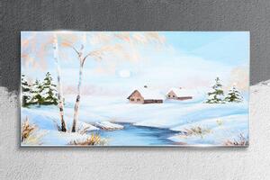 Obraz na skle Obraz na skle Zimní sníh stromy