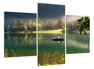 Obraz loďky na jezeře (90x60cm)
