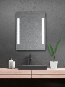 AMIRRO Zrcadlo na zeď chodbu do pokoje ložnice koupelny předsíně LUMINA SENZOR LED - 90 x 70 cm se dvěma LED podsvícenými pruhy a s dotykovým sensorem 901-008