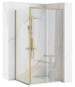 Rea Rapid Slide, sprchový kout s posuvnými dveřmi 110(dveře) x 100(stěna), 6mm čiré sklo, zlatý matný profil, KPL-K5648