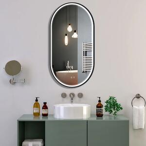Tutumi Rea Oval, LED koupelnové zrcadlo 50x100cm, černý rám, HOM-02505