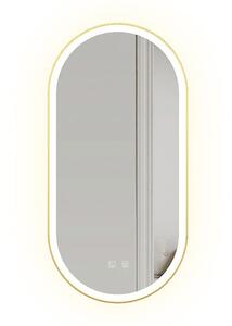 Rea Oval, LED koupelnové zrcadlo 50x100cm, zlatý matný rám, HOM-02506