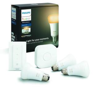 PH 8718699673345 Hue Bluetooth LED White Ambiance základní sada LED žárovka 3xE27 A19 9.5W 806lm 2200K-6500K + bridge + dimmer switch - PHILIPS (929002216903)