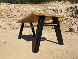 Jídelní stůl z dubového masivu Bridge v industriálním designu Velikost Desky: 1600x900 (mm)