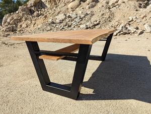 Jídelní stůl z dubového masivu Qído v industriálním designu Velikost Desky: 1500x900 (mm)