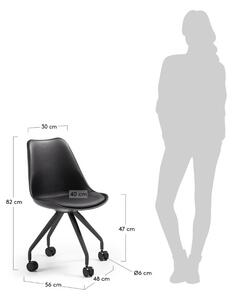 Černá koženková konferenční židle Kave Home Ralf