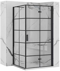 Rea Molier Black, sprchový kout se skládacími dveřmi 90(dveře) x 90(stěna), 6mm čiré sklo, černý profil, KPL-K8538
