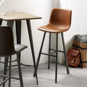 Tmavě hnědá koženková barová židle Kave Home Trap 81 cm
