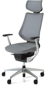 Kokuyo Japonská aktivní židle - Kokuyo ING GLIDER 360° - černá kostra s podhlavníkem - šedá / chrom