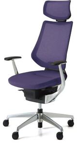Kokuyo Japonská aktivní židle - Kokuyo ING GLIDER 360° - černá kostra s podhlavníkem - fialová / chrom