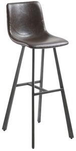 Tmavě hnědá koženková barová židle Kave Home Trap 81 cm
