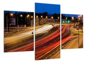 Noční čtyřproudová silnice, obraz (90x60cm)
