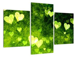 Zelená srdíčka - obraz do bytu (90x60cm)