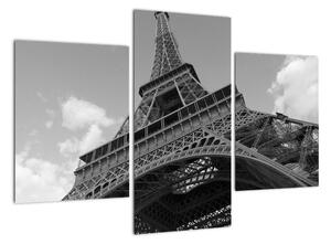 Černobílý obraz Eiffelovy věže (90x60cm)