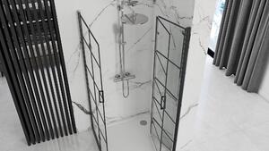 Rea Molier Black Double, sprchový kout se skládacími dveřmi 100(dveře) x 90(dveře), 6mm čiré sklo, černý profil, KPL-12012