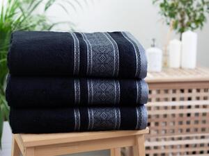 MKLuzkoviny.cz Froté ručník 50 × 100 cm ‒ Panama černý