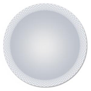 Zrcadlo kruh kulaté na zeď do pokoje do ložnice do předsíně a na chodbu do koupelny nalepovací CROSSLINES ⌀ 60 cm s LED podsvíceným zdobeným okrajem 411-071