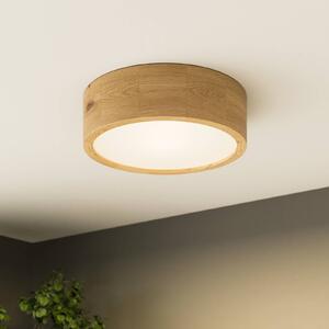 Envostar Kerio stropní světlo, Ø 27 cm, dub přírodní, stmívatelný, Obývací pokoj / jídelna, Dřevo, Moderní