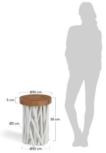 Hnědý mungurový odkládací stolek Kave Home Drom 35 cm s bílou podnoží