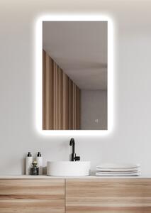 AMIRRO Zrcadlo do koupelny na zeď do pokoje do ložnice do předsíně na chodbu AMBIENTE 100 x 60 cm s LED podsvícením po celém obvodu ac dotykovým senzorem 411-156