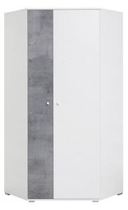 Rohová šatní skříň SIGMA SI2 Bílá lux + beton
